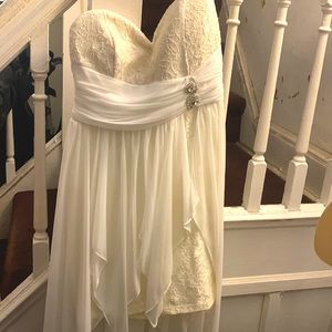 A cream and white dress.